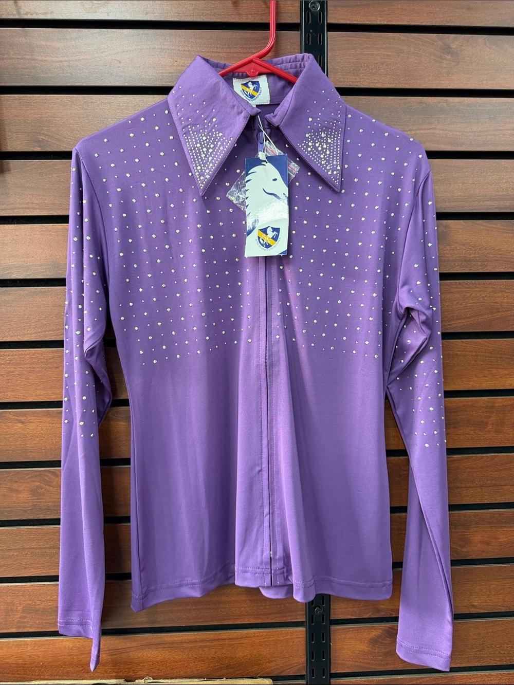 Sparkle-Embellished Purple Long Sleeve Performance Top